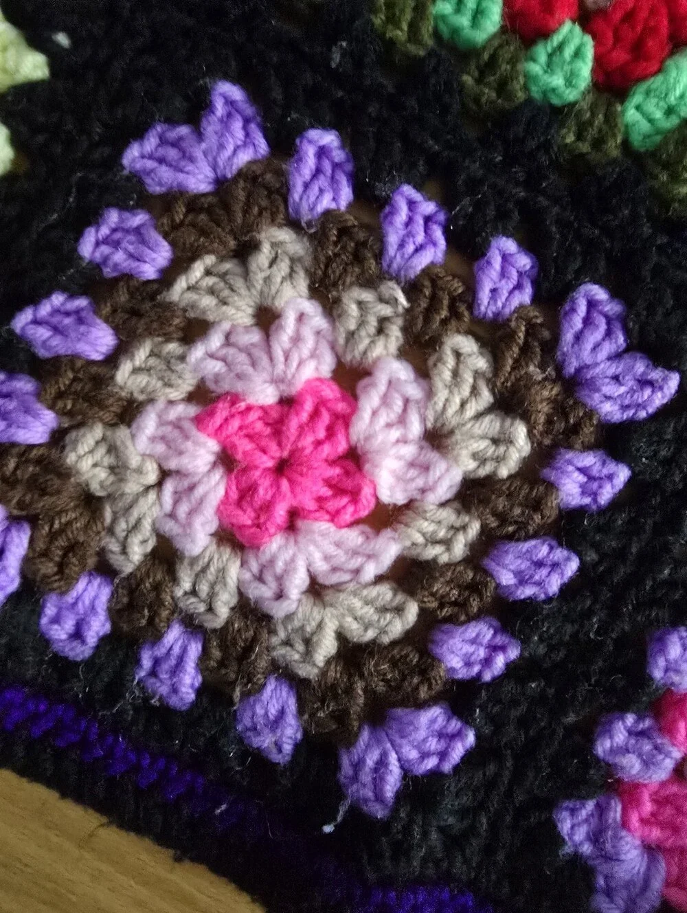 Handmade Multicolor Granny Square Crochet Blanket 79